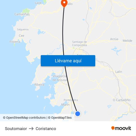 Soutomaior to Coristanco map