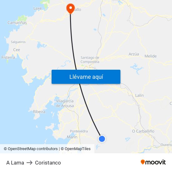 A Lama to Coristanco map