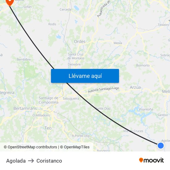 Agolada to Coristanco map