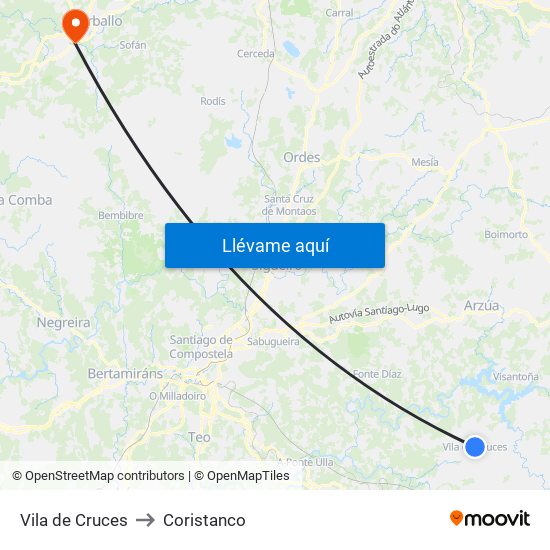 Vila de Cruces to Coristanco map