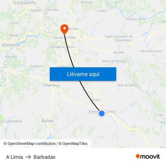 A Limia to Barbadás map