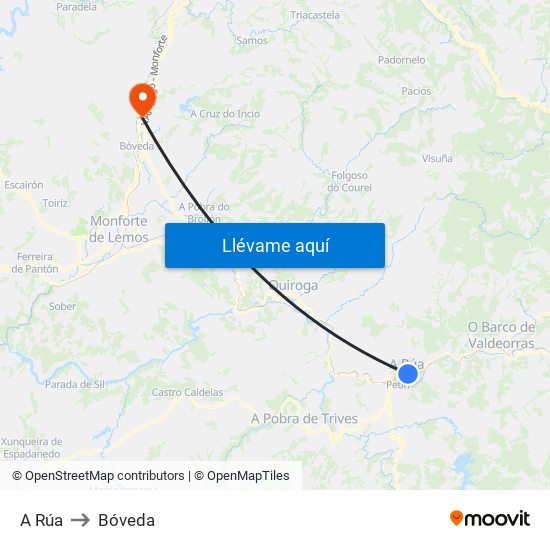A Rúa to Bóveda map