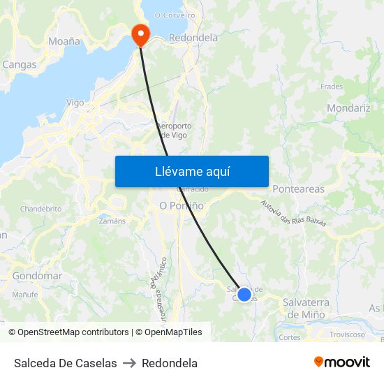 Salceda De Caselas to Redondela map