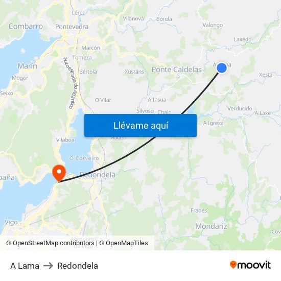 A Lama to Redondela map