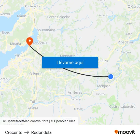 Crecente to Redondela map