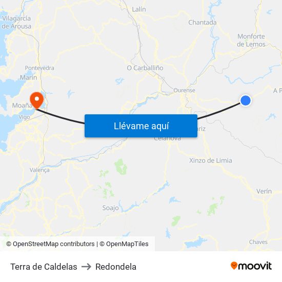 Terra de Caldelas to Redondela map