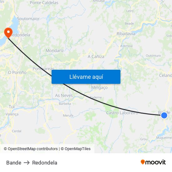 Bande to Redondela map