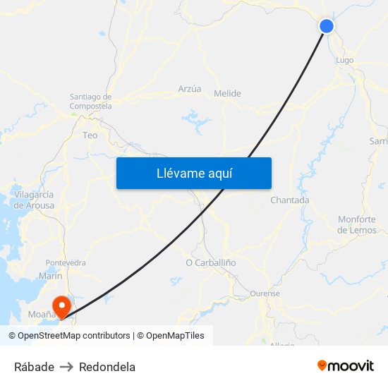 Rábade to Redondela map