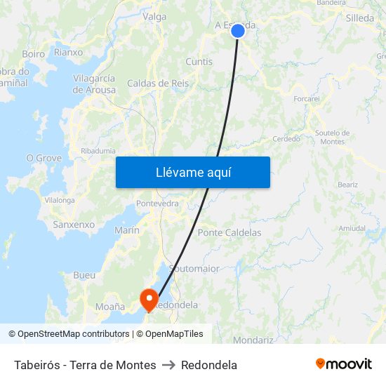 Tabeirós - Terra de Montes to Redondela map
