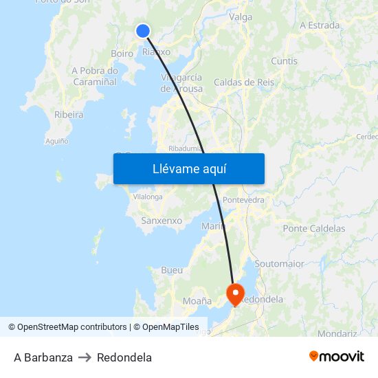 A Barbanza to Redondela map