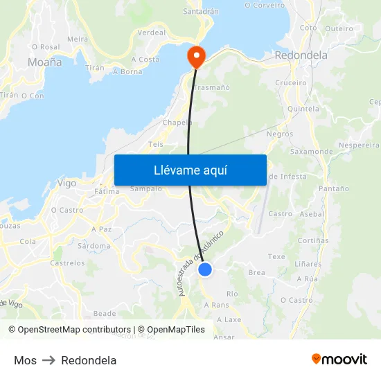 Mos to Redondela map