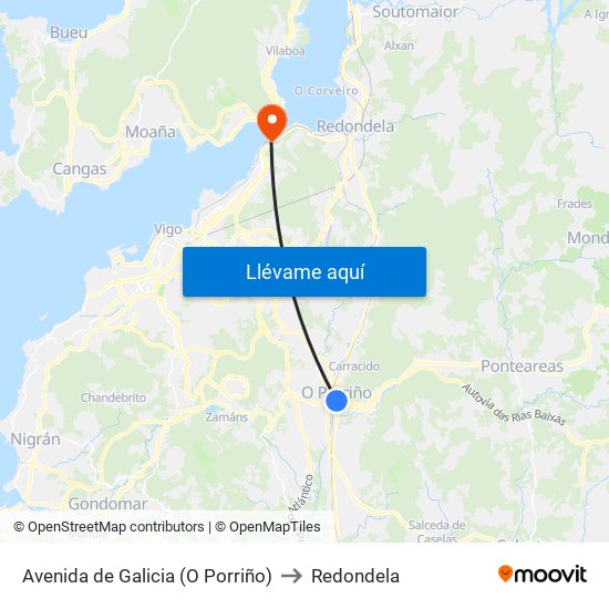 Avenida de Galicia (O Porriño) to Redondela map