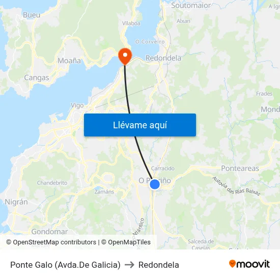 Ponte Galo (Avda.De Galicia) to Redondela map