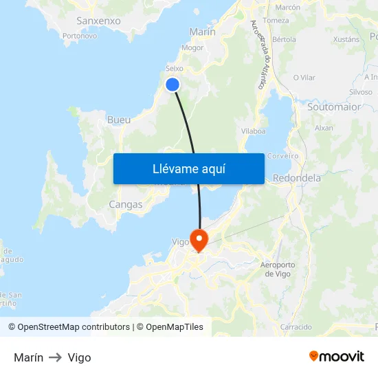 Marín to Vigo map