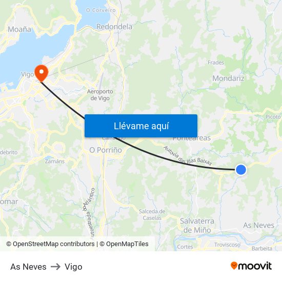 As Neves to Vigo map