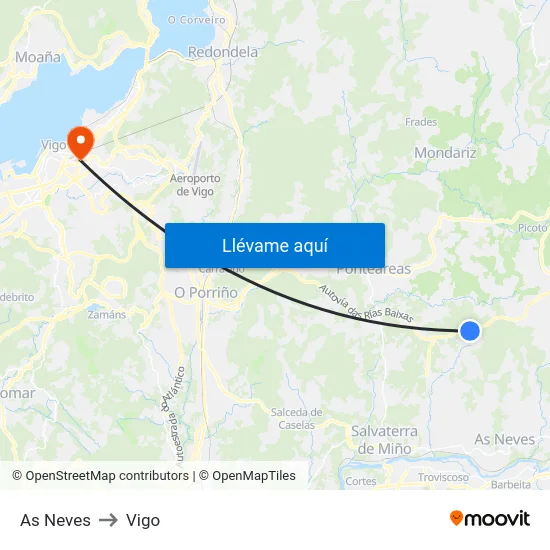 As Neves to Vigo map