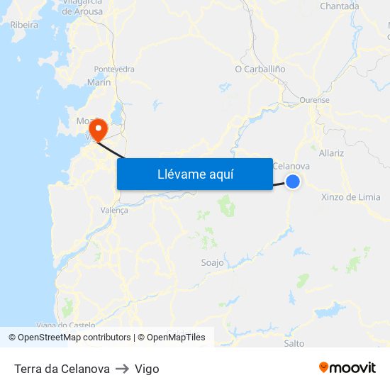 Terra da Celanova to Vigo map