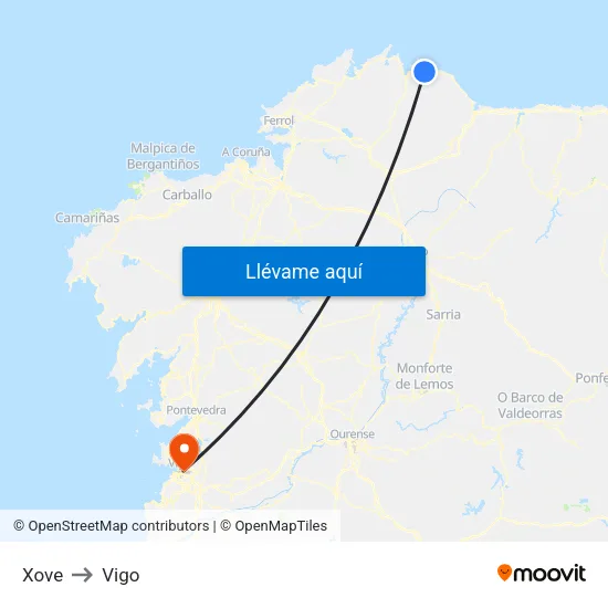 Xove to Vigo map