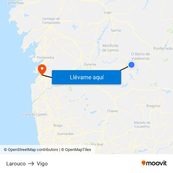 Larouco to Vigo map