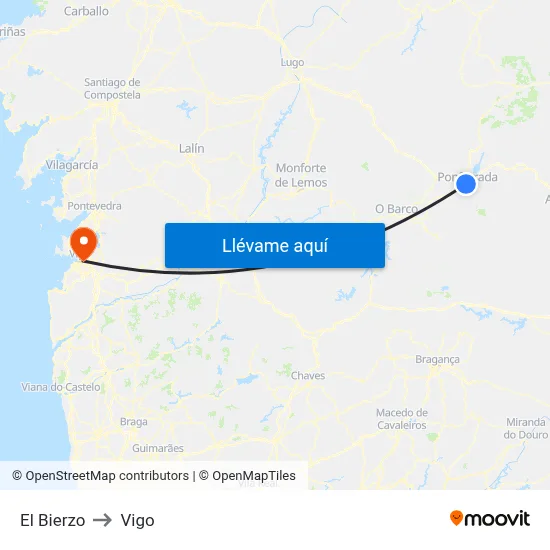 El Bierzo to Vigo map