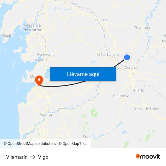 Vilamarín to Vigo map