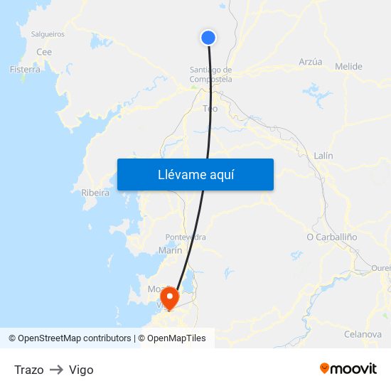 Trazo to Vigo map