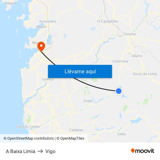 A Baixa Limia to Vigo map