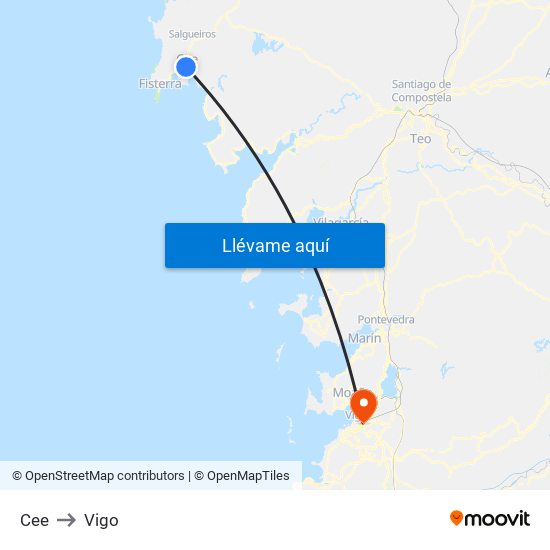 Cee to Vigo map