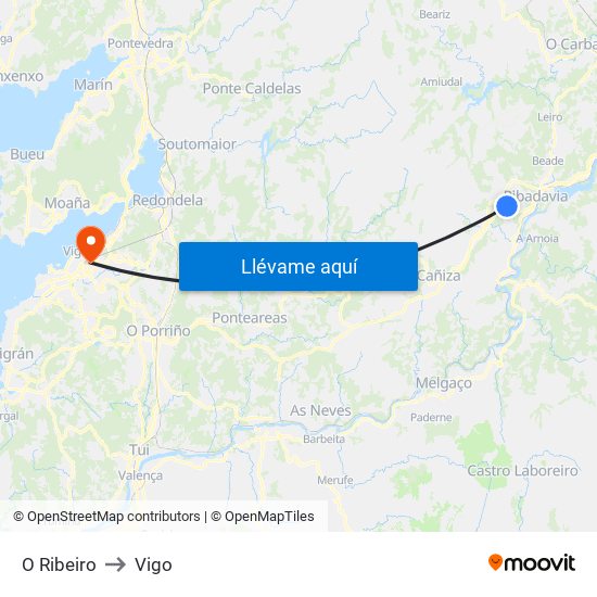 O Ribeiro to Vigo map