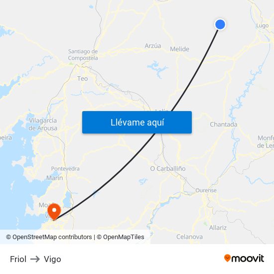 Friol to Vigo map