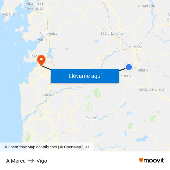 A Merca to Vigo map
