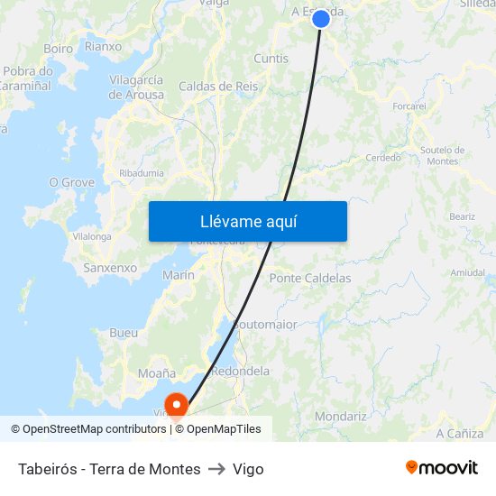 Tabeirós - Terra de Montes to Vigo map