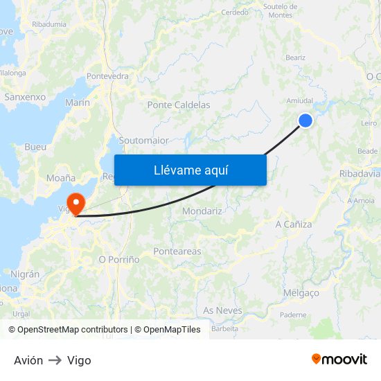 Avión to Vigo map
