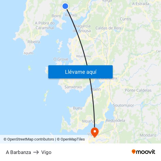 A Barbanza to Vigo map