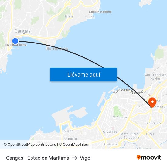 Cangas - Estación Marítima to Vigo map