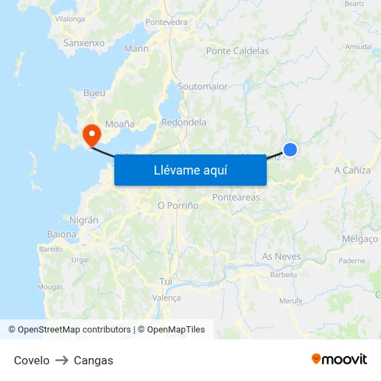 Covelo to Cangas map