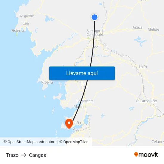 Trazo to Cangas map