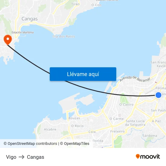 Vigo to Cangas map