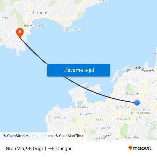 Gran Vía, 98 (Vigo) to Cangas map