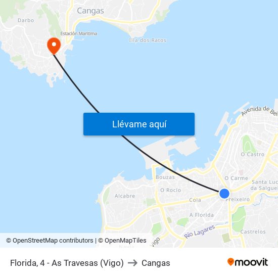 Florida, 4 - As Travesas (Vigo) to Cangas map
