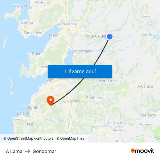 A Lama to Gondomar map