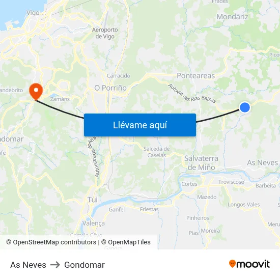 As Neves to Gondomar map