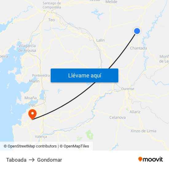 Taboada to Gondomar map