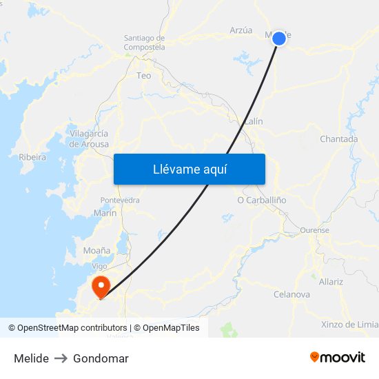 Melide to Gondomar map