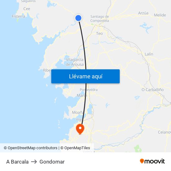 A Barcala to Gondomar map