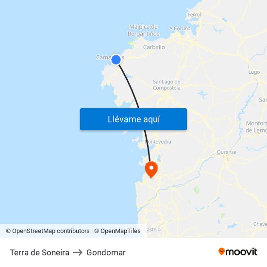 Terra de Soneira to Gondomar map