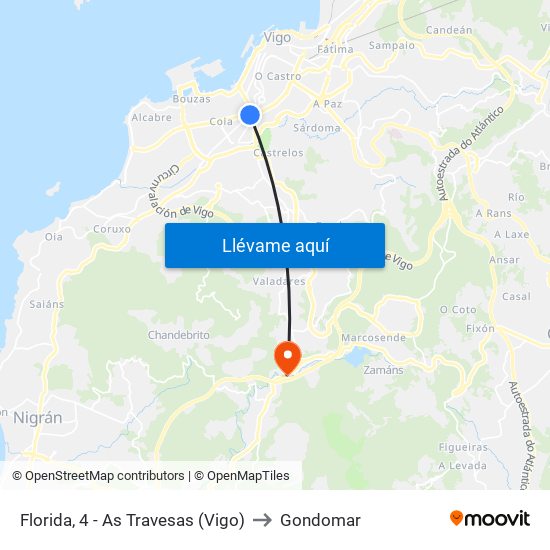 Florida, 4 - As Travesas (Vigo) to Gondomar map