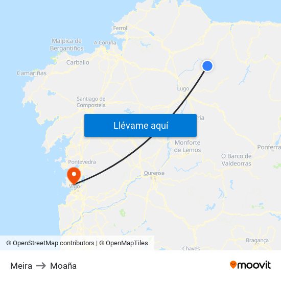 Meira to Moaña map