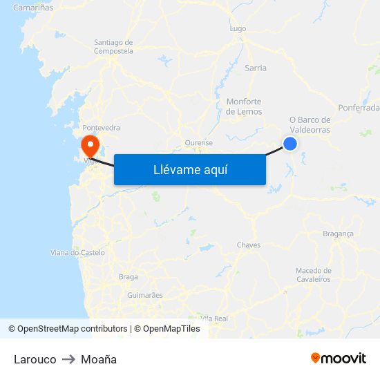 Larouco to Moaña map