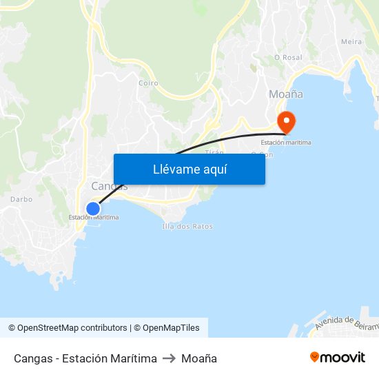 Cangas - Estación Marítima to Moaña map
